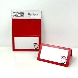 Santa Claus Christmas Red Table Name Tent Place Cards